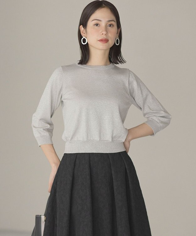 組曲 【WEB限定・2SET】ラメ入りアンサンブルニット シルバー系