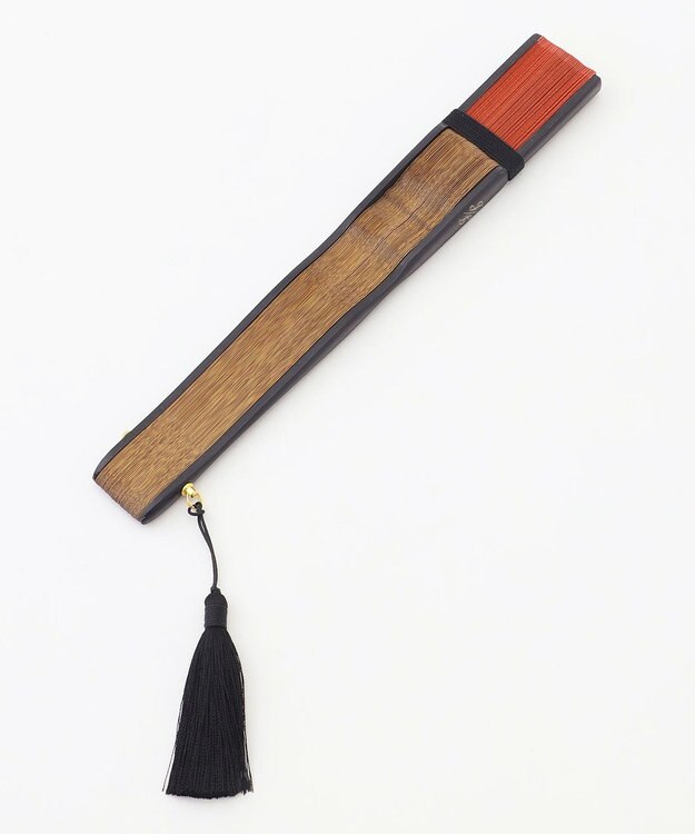 自由区 カラーブロック 扇子 オレンジ