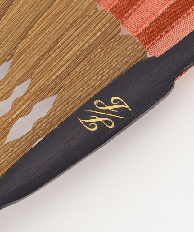 自由区 カラーブロック 扇子 オレンジ