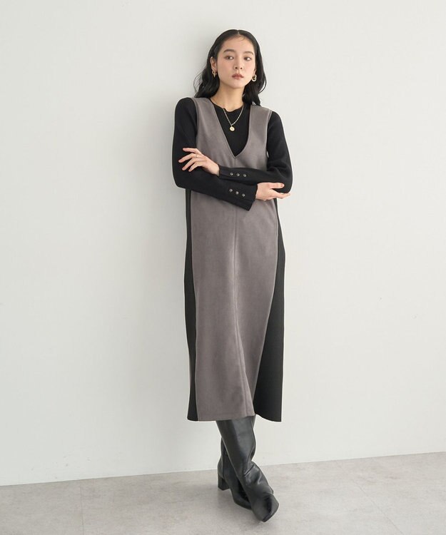 YECCA VECCA 袖釦クルーネックリブニット Light Blue