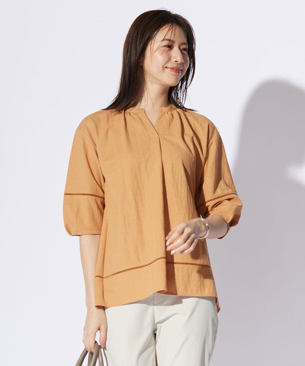 J.PRESS LADIES ナチュラルジャージー カットソー オレンジ系