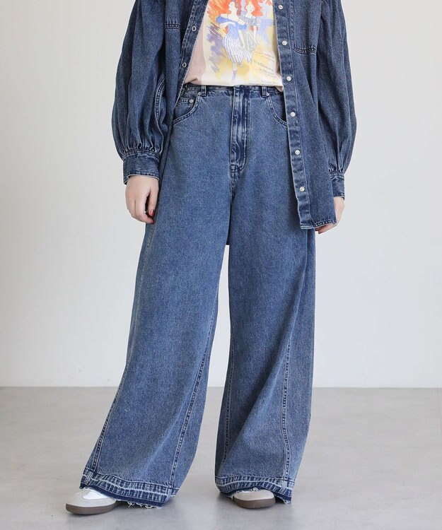 Green Parks ・ＳＵＧＡＲ　ＳＰＯＯＮ　タックデニムワイドパンツ Indigo