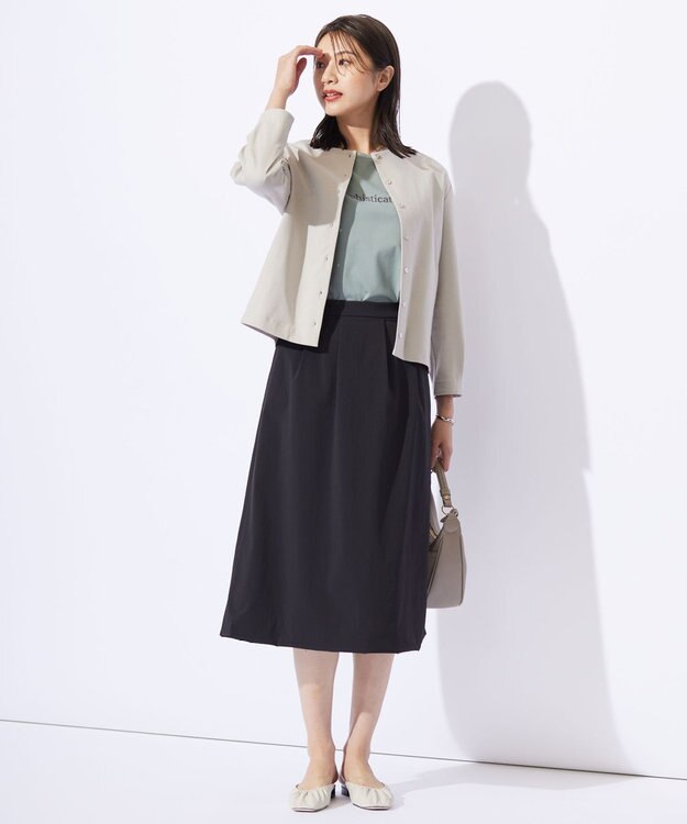 J.PRESS LADIES L グログランジャージー カーディガン グレージュ系