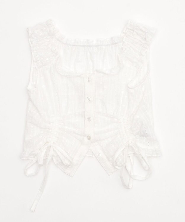 WEGO ギャザーデザインノースリーブブラウス ホワイト