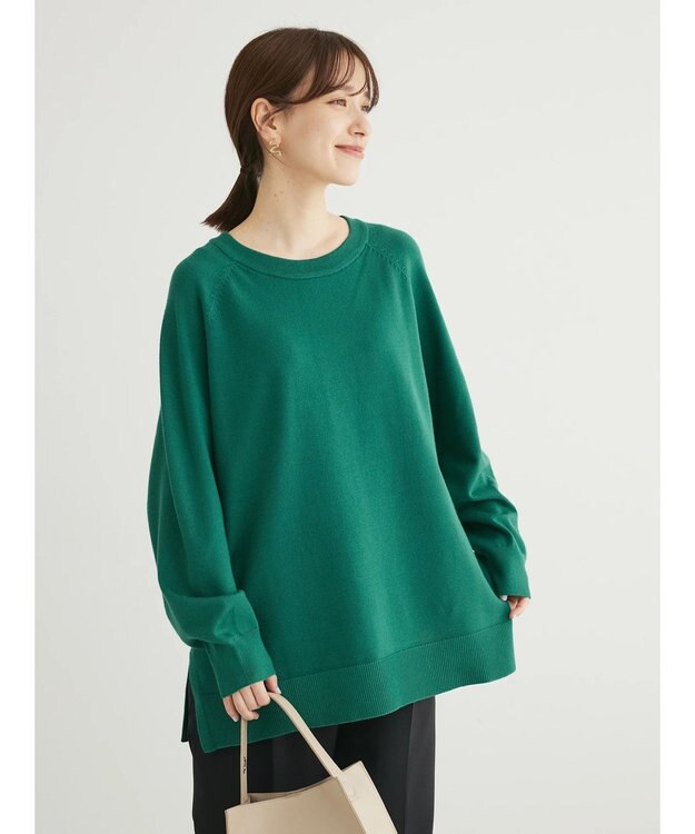 Green Parks もちやわ　ボートネックニットチュニック Green