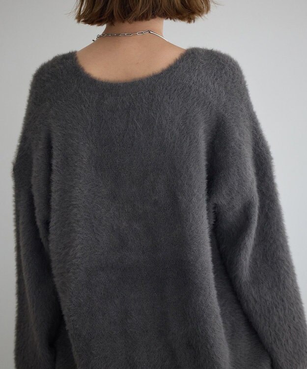 YECCA VECCA ラメシャギーカーディガン Charcoal Gray