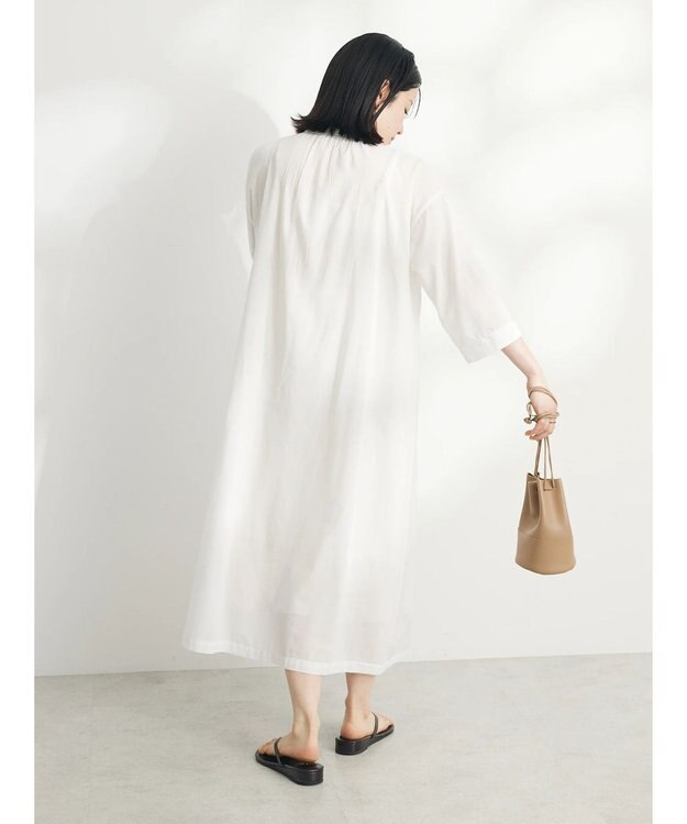 CRAFT STANDARD BOUTIQUE インド綿混レース使いワンピース Off White