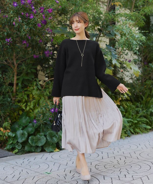 Tiaclasse 【洗える】軽量ワイドスリーブニット ブラック