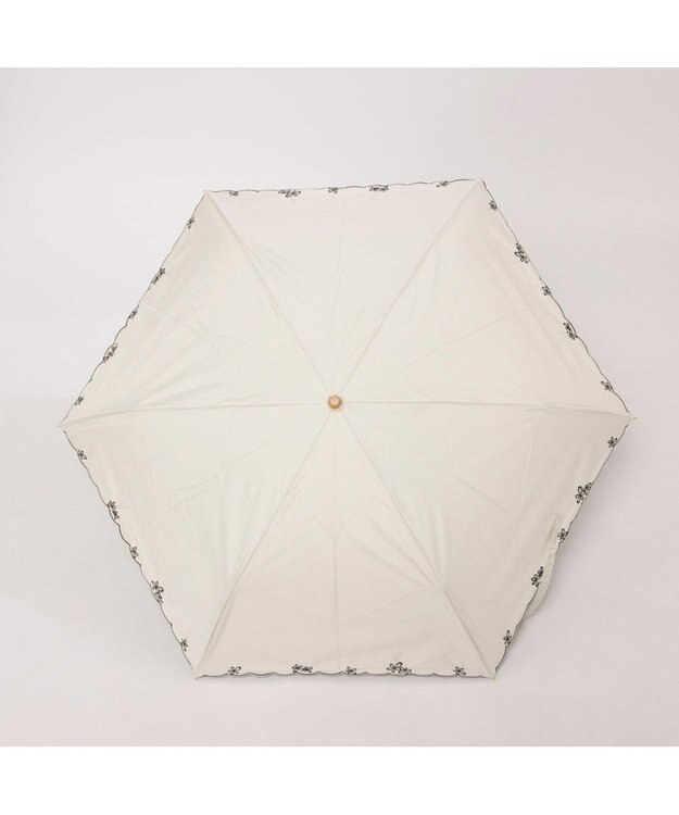 UNBILLION カシュネ cachenez / PUプチフラワー刺繍3段折りたたみ傘 ホワイト