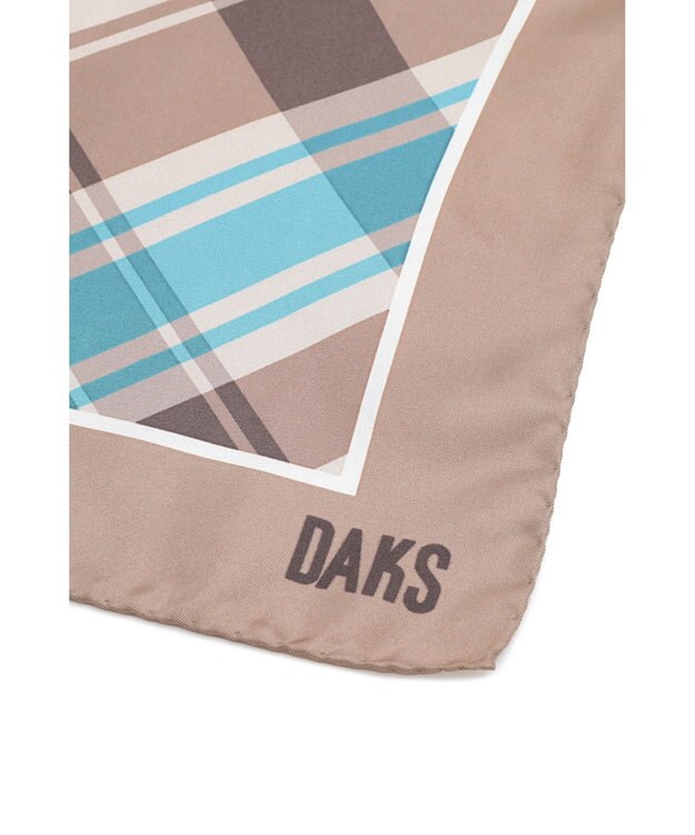 DAKS シルク 50thベージュチェックプリント スカーフ 50thSチェック