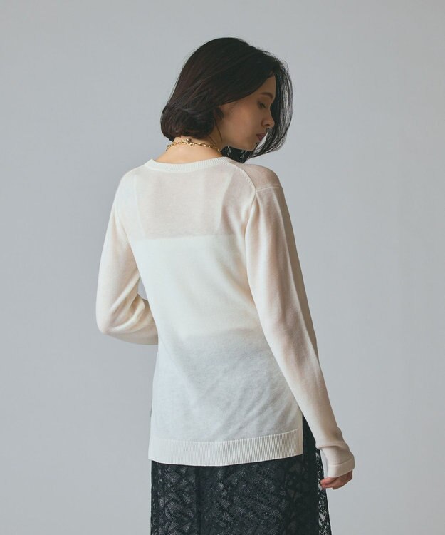 GRACE CONTINENTAL ボウ付ニットトップ ホワイト