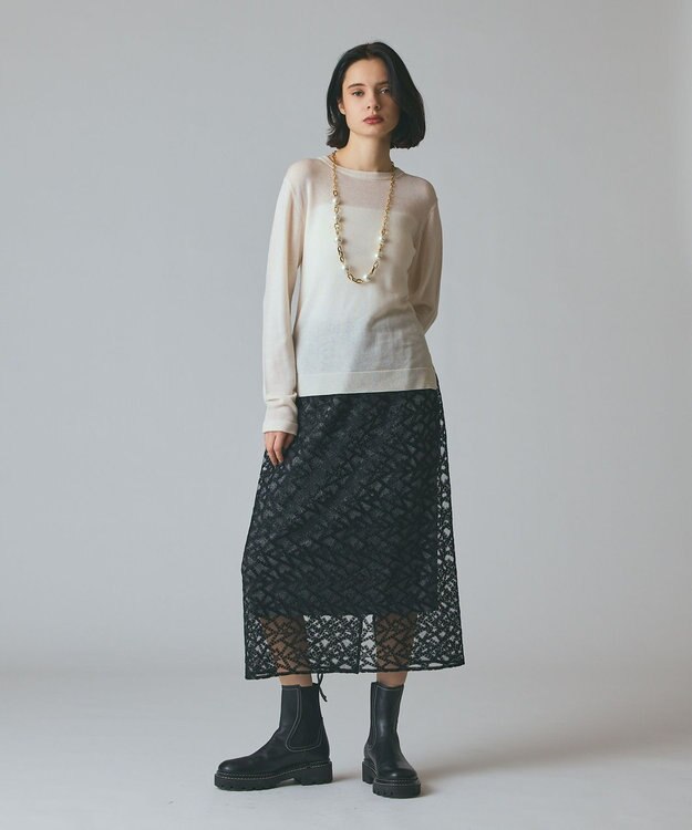 GRACE CONTINENTAL ボウ付ニットトップ ホワイト