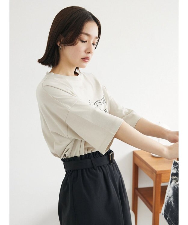 Green Parks シンプルフェミニンロゴチュニック Light Beige