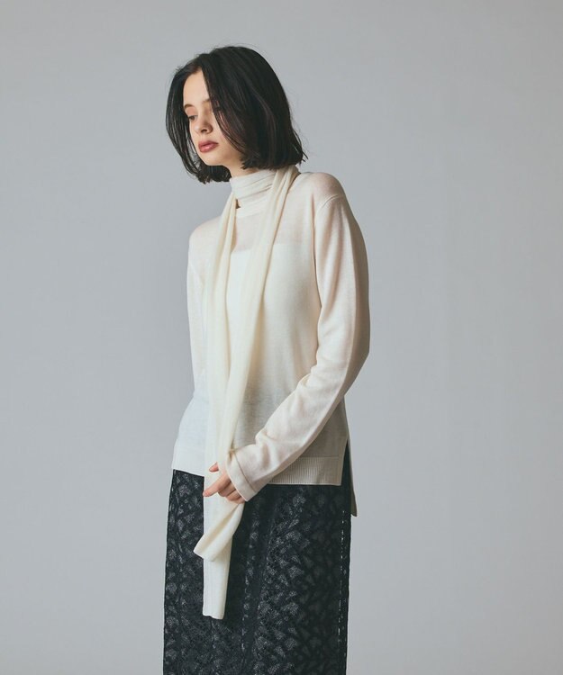 GRACE CONTINENTAL ボウ付ニットトップ ホワイト