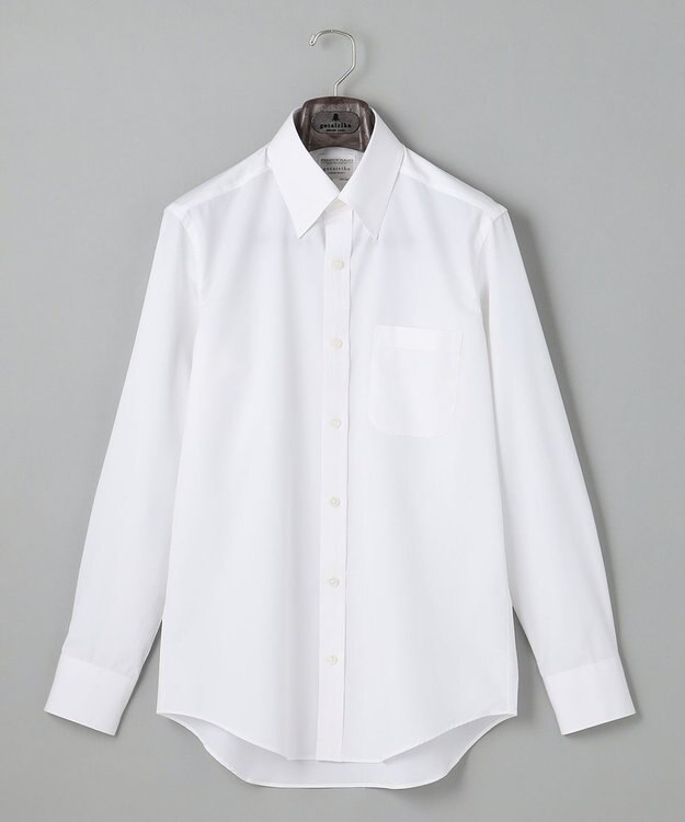GOTAIRIKU 【形態安定】PREMIUMPLEATS_スナップダウン_通年ドレスシャツ（無地/織柄） 無地/ホワイト系
