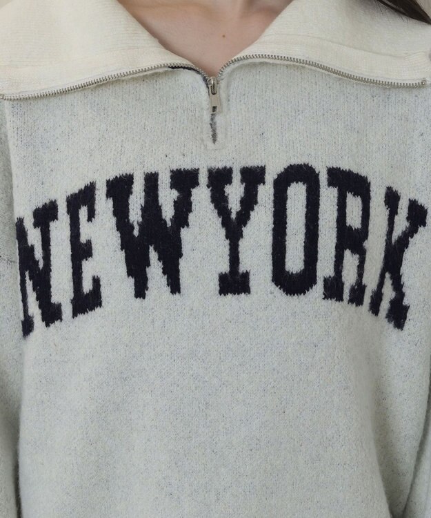 WEGO フラッフィーハーフジップニット オフホワイト