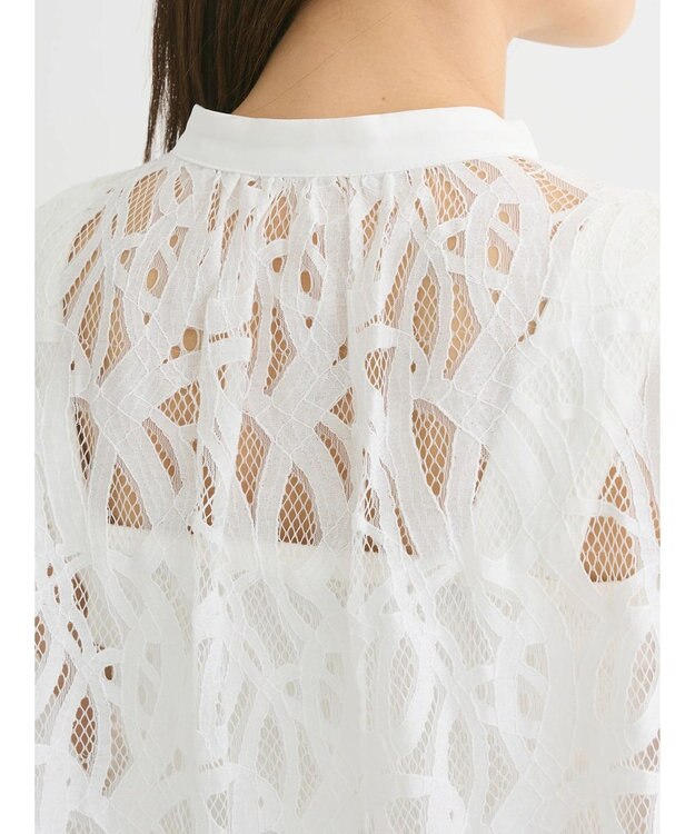 Green Parks ・ＥＬＥＮＣＡＲＥ　ＤＵＥ　レースバンドカラーブラウス Off White