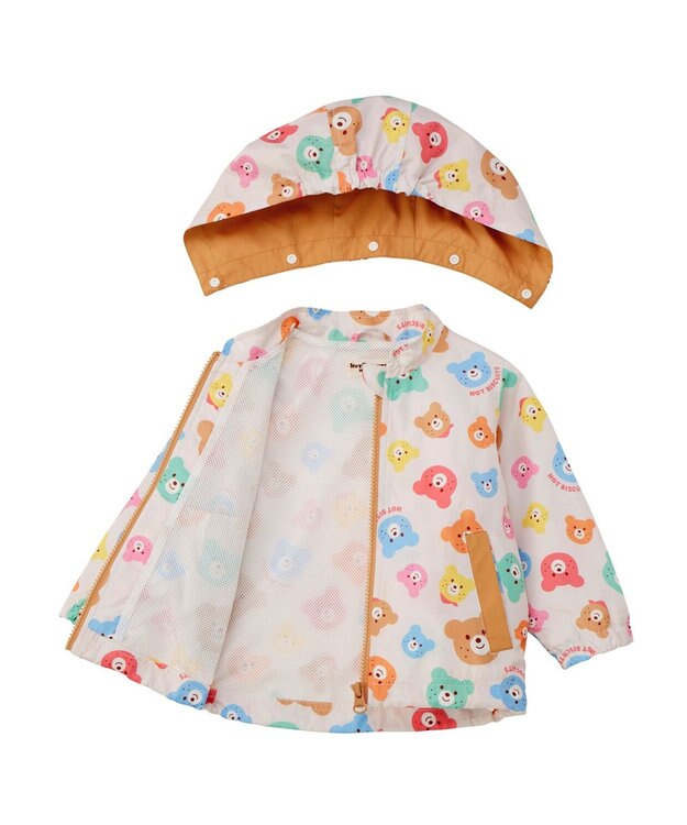 MIKI HOUSE HOT BISCUITS 【80-120cm】カラフルビーンズ 総柄ウインドブレーカー マルチカラー