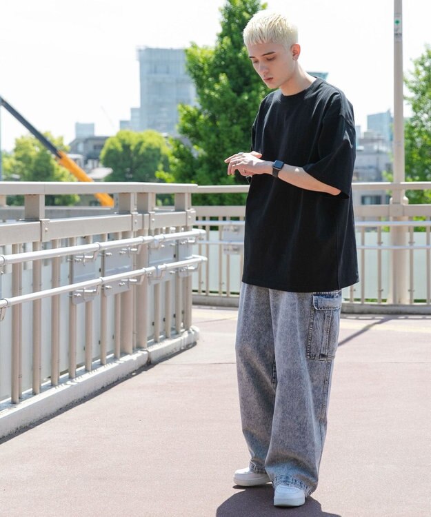 WEGO デニムカーゴパンツ デニム淡加工色