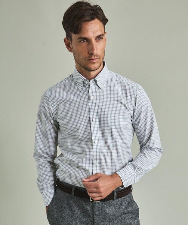 GOTAIRIKU 【形態安定】PREMIUMPLEATS_ボタンダウンカラー 通年ドレスシャツ ライトグレー系4