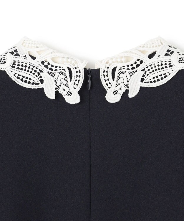 UNFILO L 【2WAY】BEAUTY MOVE レース襟ブラウス ネイビー