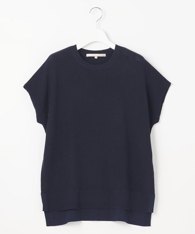 自由区 【WEB限定・洗える・XSサイズあり】ハイツイストコットンアセテート畦編み ニット ネイビー系