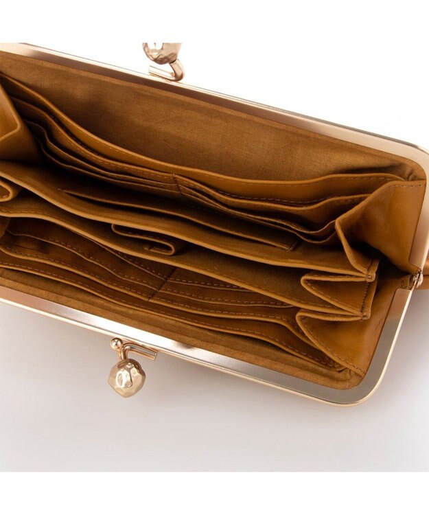 UNBILLION perche フラグメントケース付きアンティーク調ガマグチ長財布 マスタード