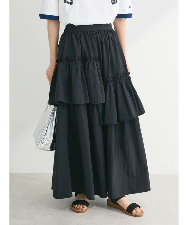 Green Parks ・ＥＬＥＮＣＡＲＥ　ＤＵＥ　アシメティアードスカート Black