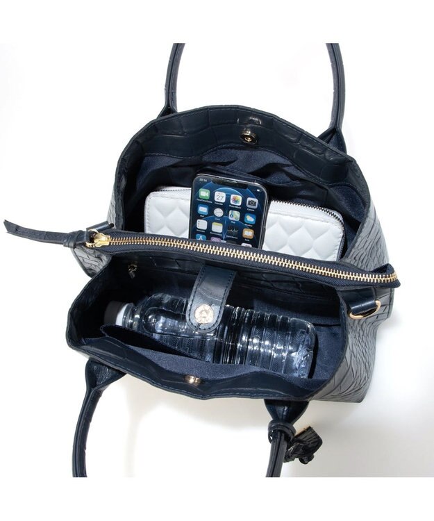 UNBILLION ペルケ perche / WEB直営限定・牛革ユーティリティ・2wayトートバッグS クロコネイビー