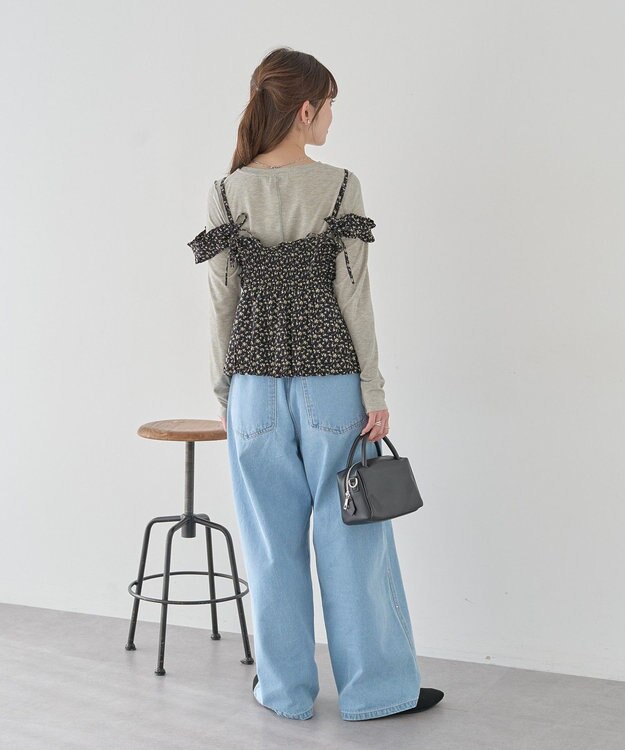 earth music&ecology フラワーペプラムビスチェ Black