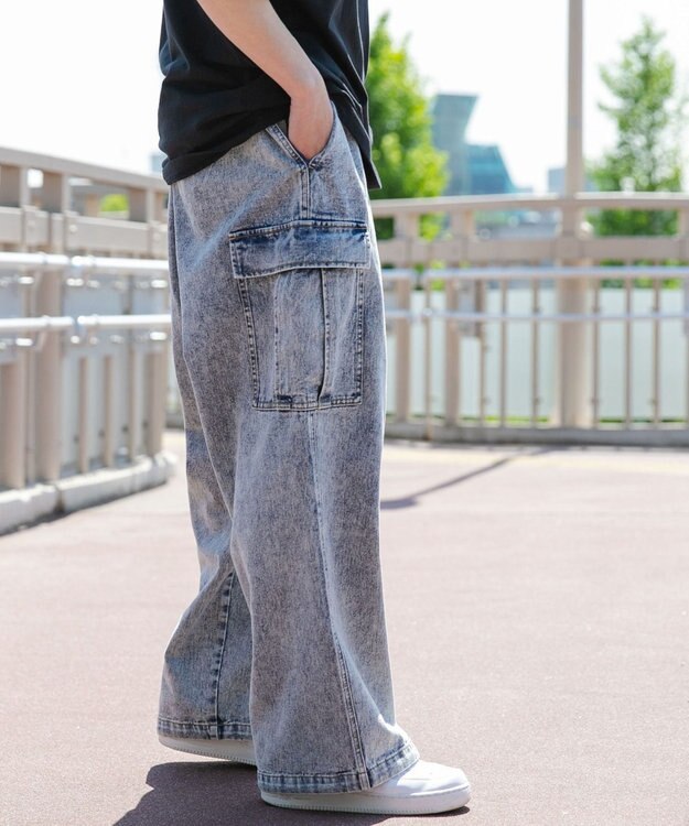 WEGO デニムカーゴパンツ デニム淡加工色