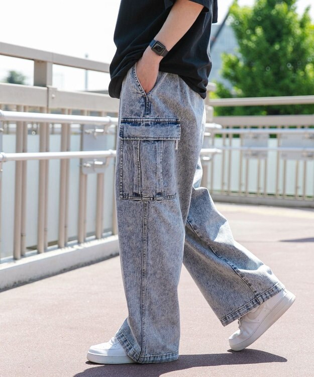 WEGO デニムカーゴパンツ デニム淡加工色