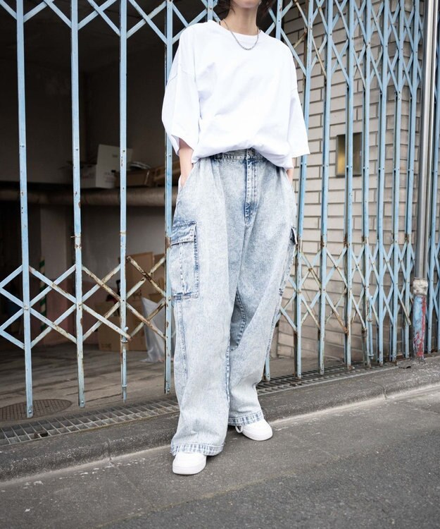 WEGO デニムカーゴパンツ デニム淡加工色