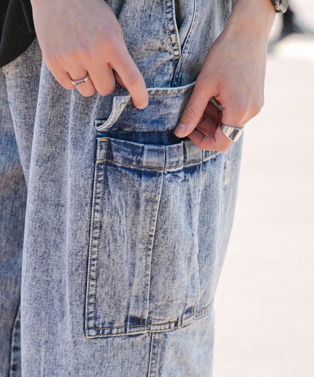 WEGO デニムカーゴパンツ デニム淡加工色