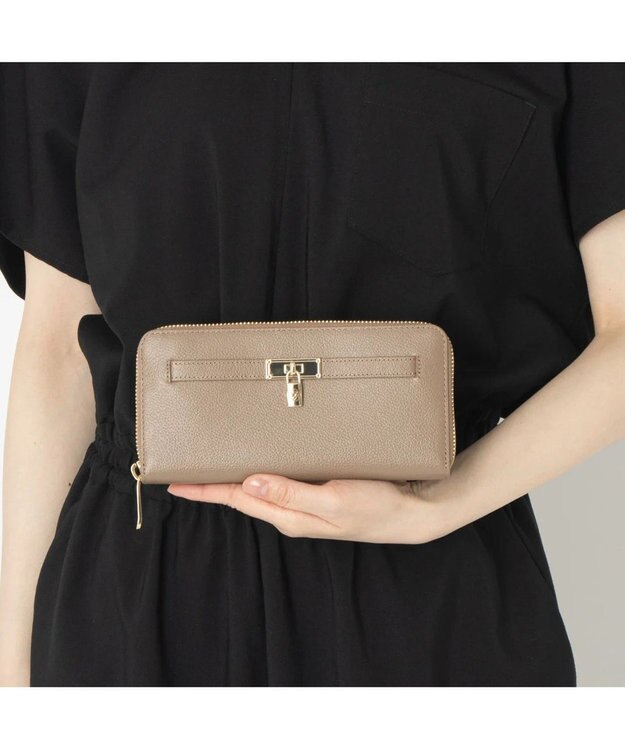 CLATHAS イヴェット ラウンド長財布 グレージュ