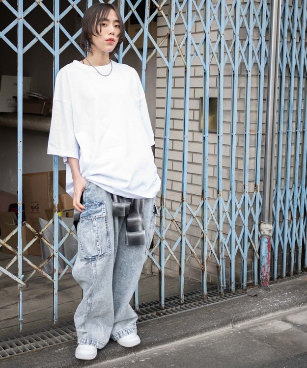 WEGO デニムカーゴパンツ デニム淡加工色