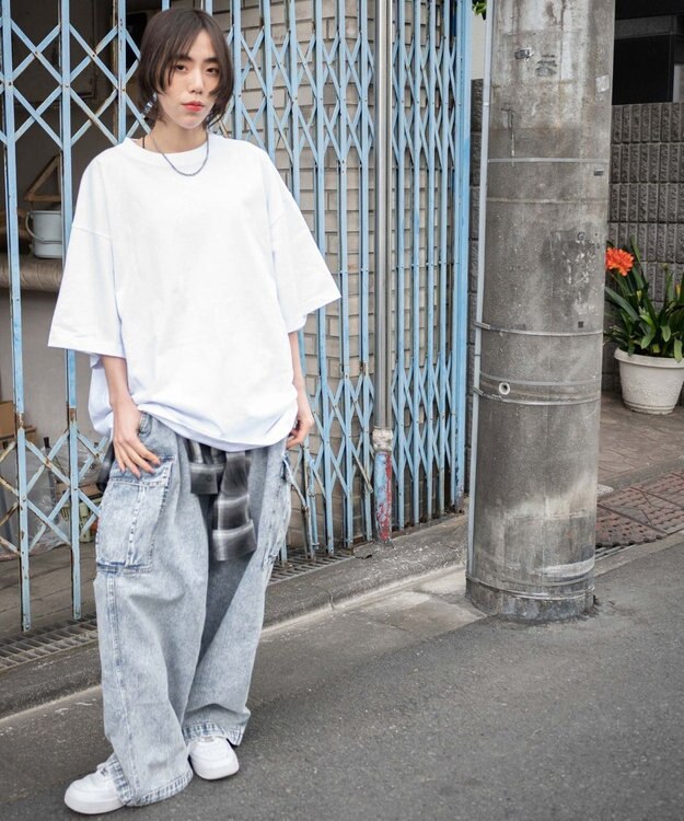 WEGO デニムカーゴパンツ デニム淡加工色