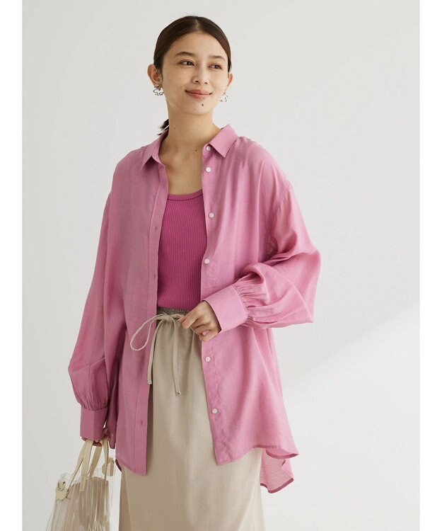 Green Parks レギュラーカラーシアーシャツ Pink