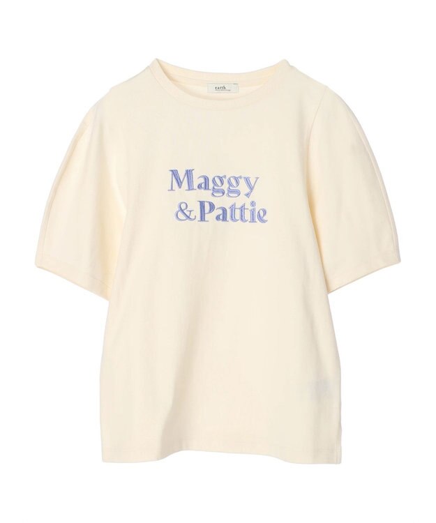 earth music&ecology フォルムスリーブ刺繍ロゴＴＥＥ Off White