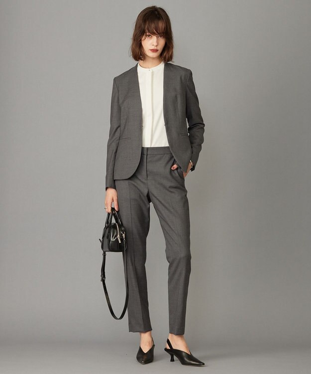 ICB L 【洗える】コンパクトモクロディ バンドカラーカットソー オフホワイト系