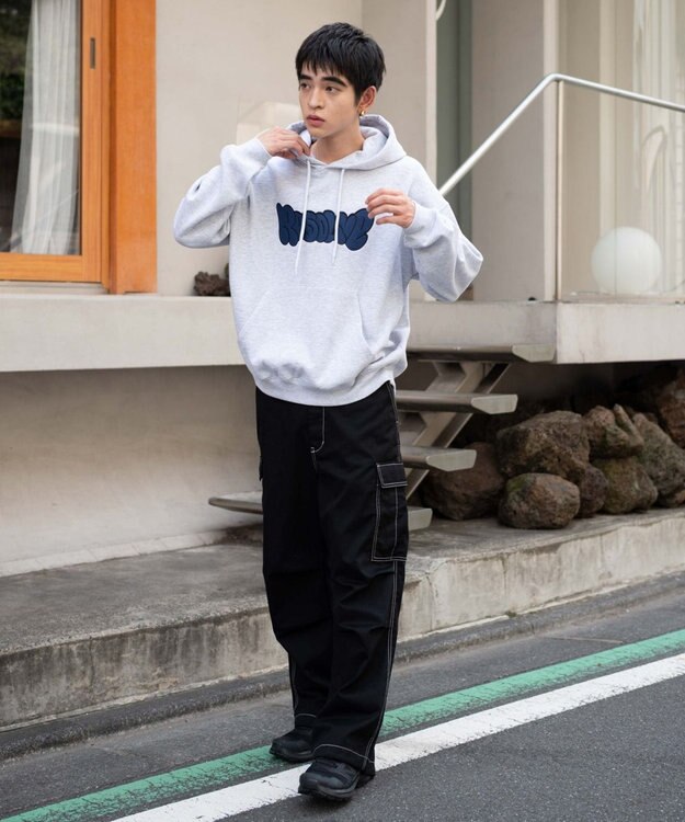 WEGO 【ユニセックス着用ITEM/SMLサイズ展開】グラフィックロゴプルパーカー グレーその他