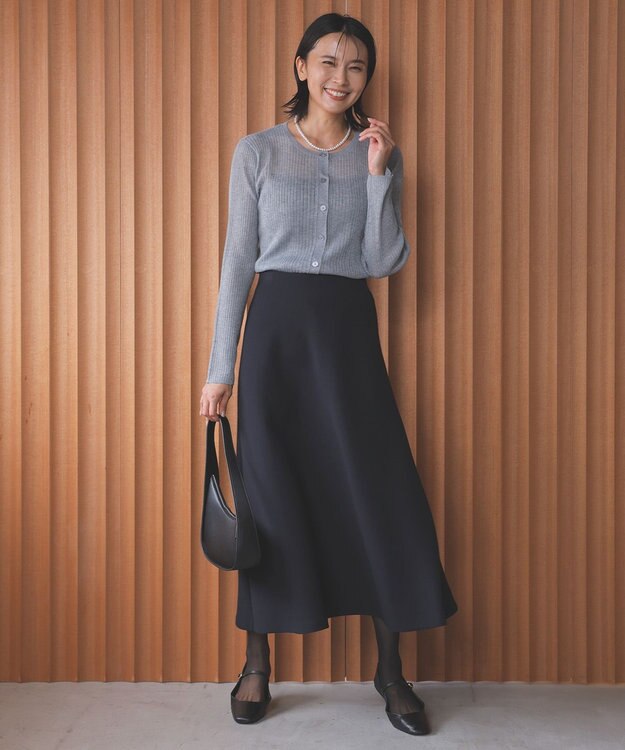 UNFILO シアーリブ ニットカーディガン グレー