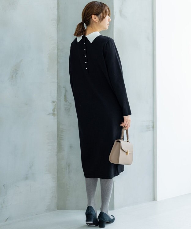 組曲 【新色追加！】Elena襟付き ニットワンピース ブラック系