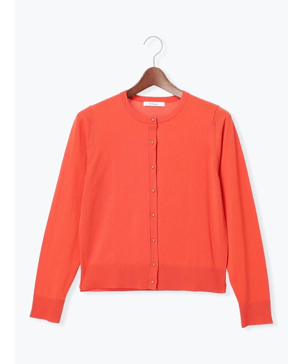 Te chichi 14G綿ポリクルーカーディガン オレンジ