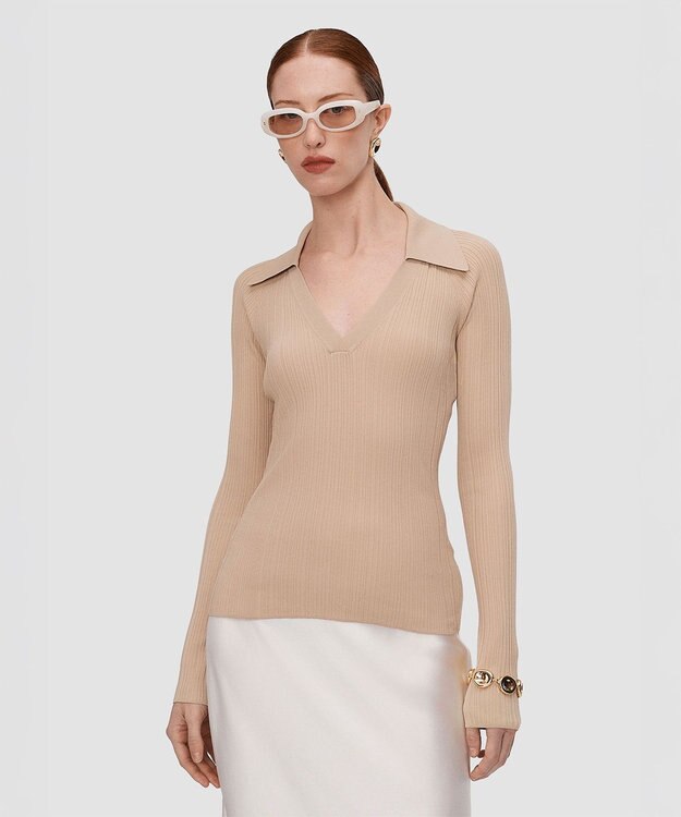 JOSEPH ニットプリッセ　ロングスリーブニット Powder