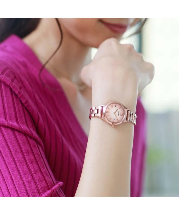 CITIZEN 【ソーラーテック電波時計】wicca ときめくダイヤ 日付あり バンド調整が簡単 5気圧防水 ピンクゴールド