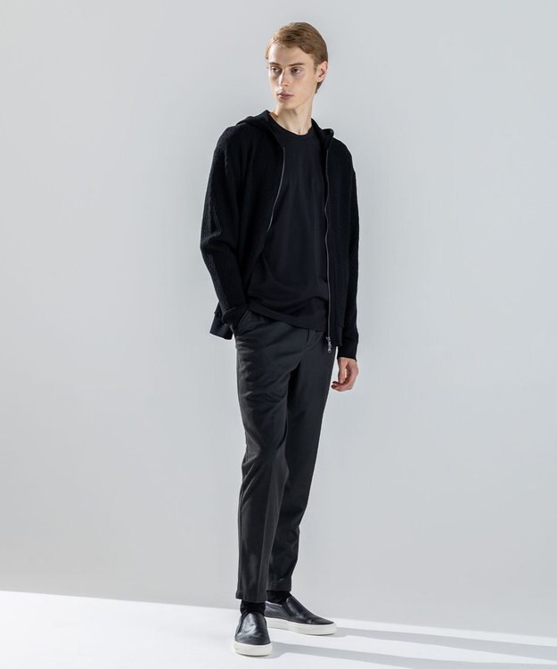 JOSEPH HOMME 【新柄】  ヴィスコースリンクス　ジップアップニットフーディー ブラック系