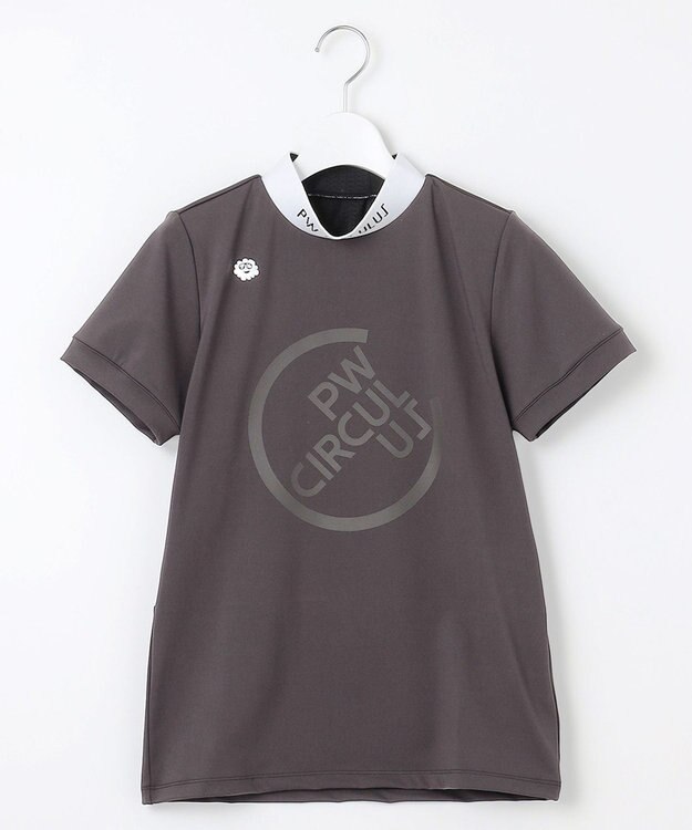 PW CIRCULUS 【WOMEN】【ストレッチ / UVケア】バックメッシュロゴ モックネック シャツ ゴルフウェア レディース ブラック系