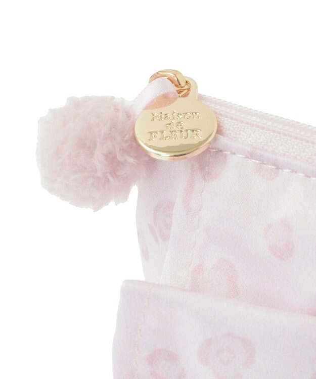 Maison de FLEUR リボンレオパードフリルポーチ Light Pink