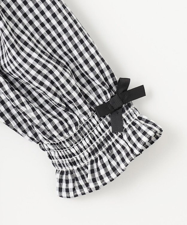 ANY KIDS 袖ギンガム 七分袖 Tシャツ ブラック×ブラックギンガム